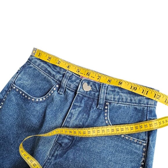 Dolls Kill x Bratz Womens Heart Pocket, Rhinestone Jeans, Y2K, Bling, Size XS - Picture 4 of 11